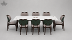 Dining table set with chairs on a gray background