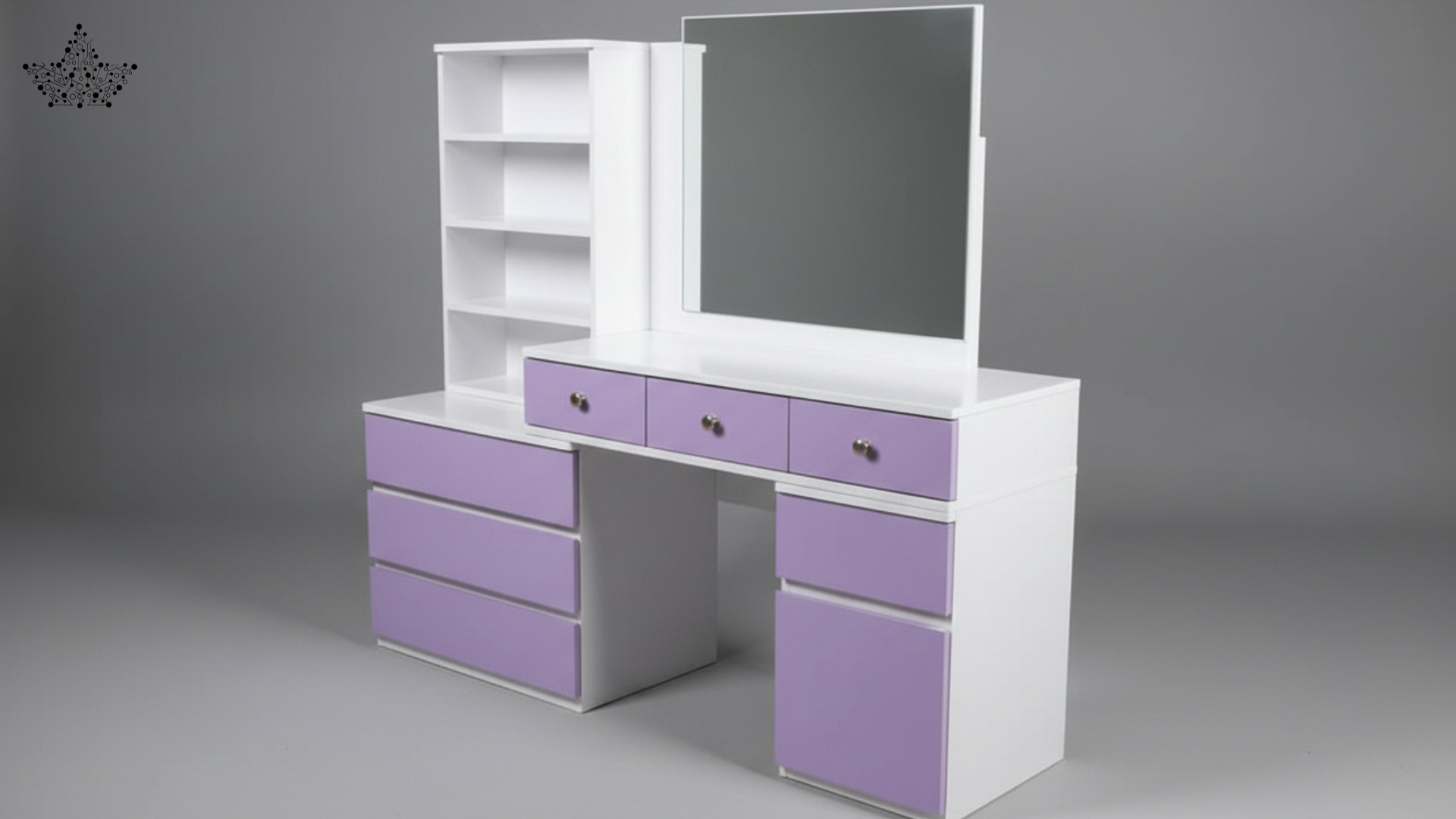 Lavender Bloom Dressing Table with Mirror & Shelves
