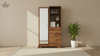 Walnut Mirror Dressing Unit with Shelves & Drawers