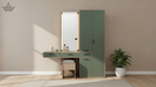 Olive Green LED Dressing Unit with Wardrobe & Stool