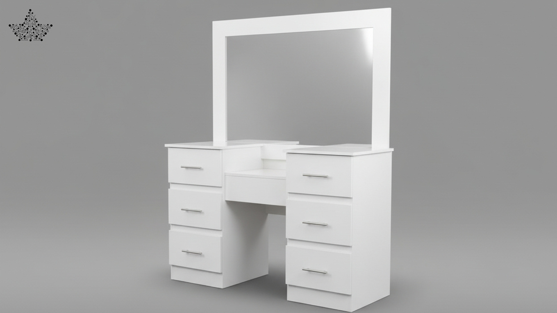 White Vanity Dressing Table with 7 Drawers & Mirror
