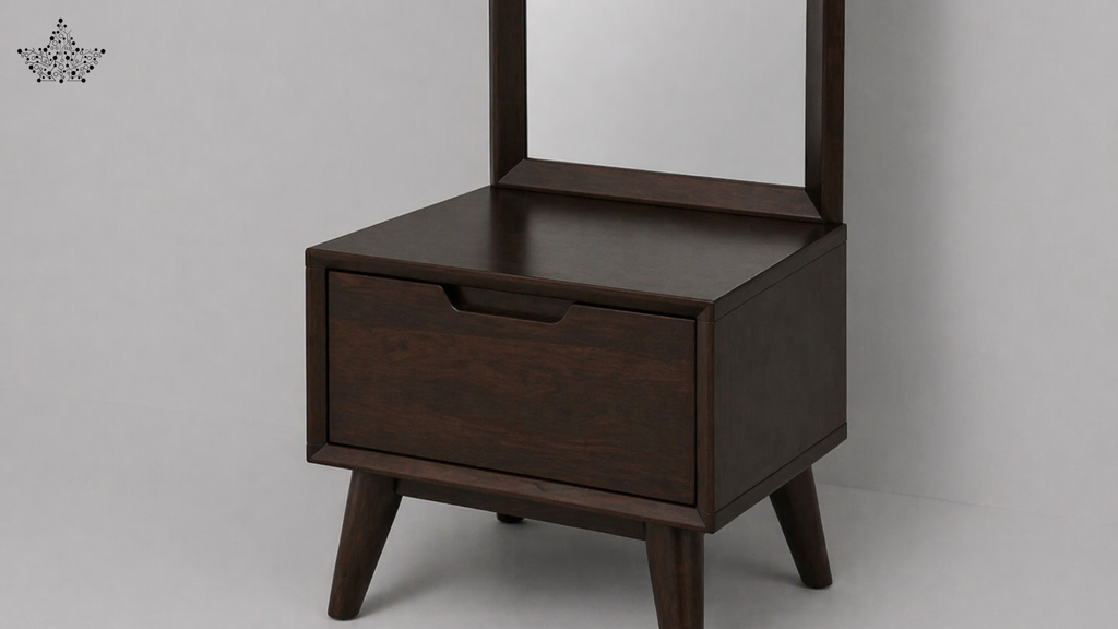 Walnut Dressing Table with Full-Length Mirror
