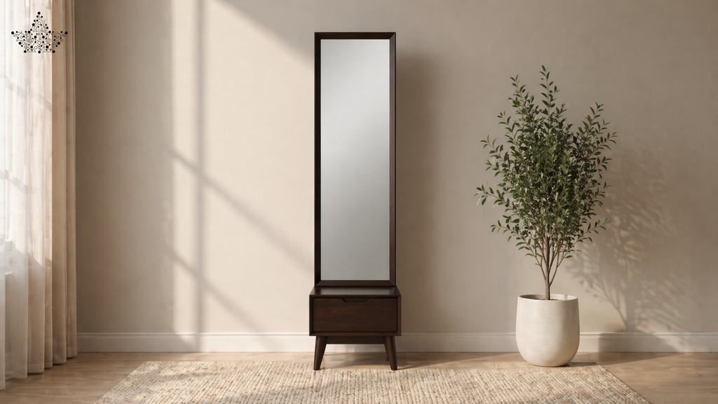 Walnut Dressing Table with Full-Length Mirror
