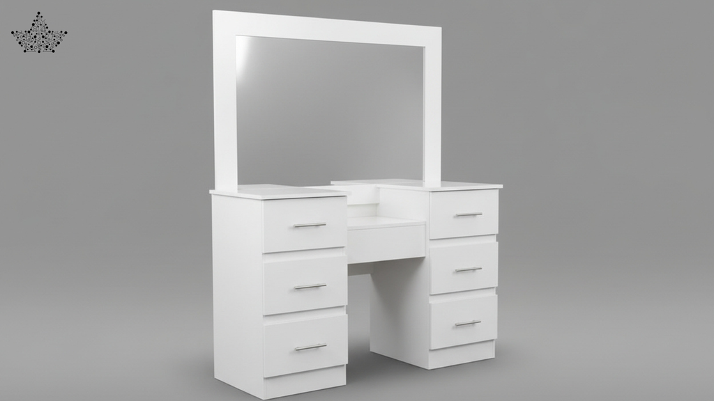 White Vanity Dressing Table with 7 Drawers & Mirror