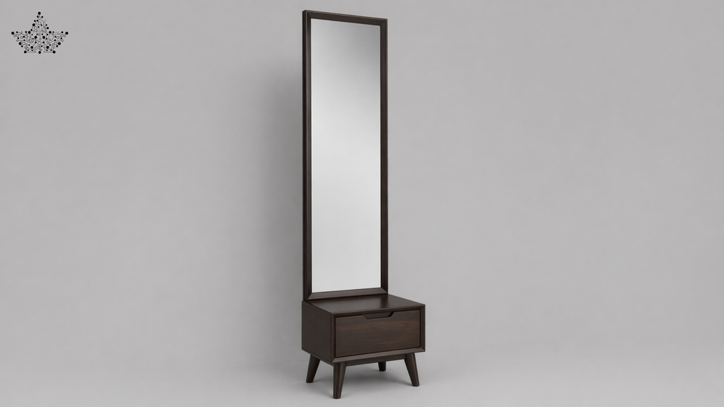 Walnut Dressing Table with Full-Length Mirror