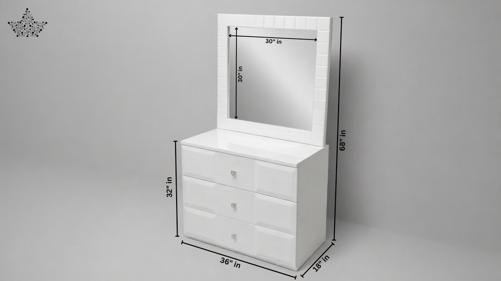 White Chester Dressing Table with Mirror and Drawers