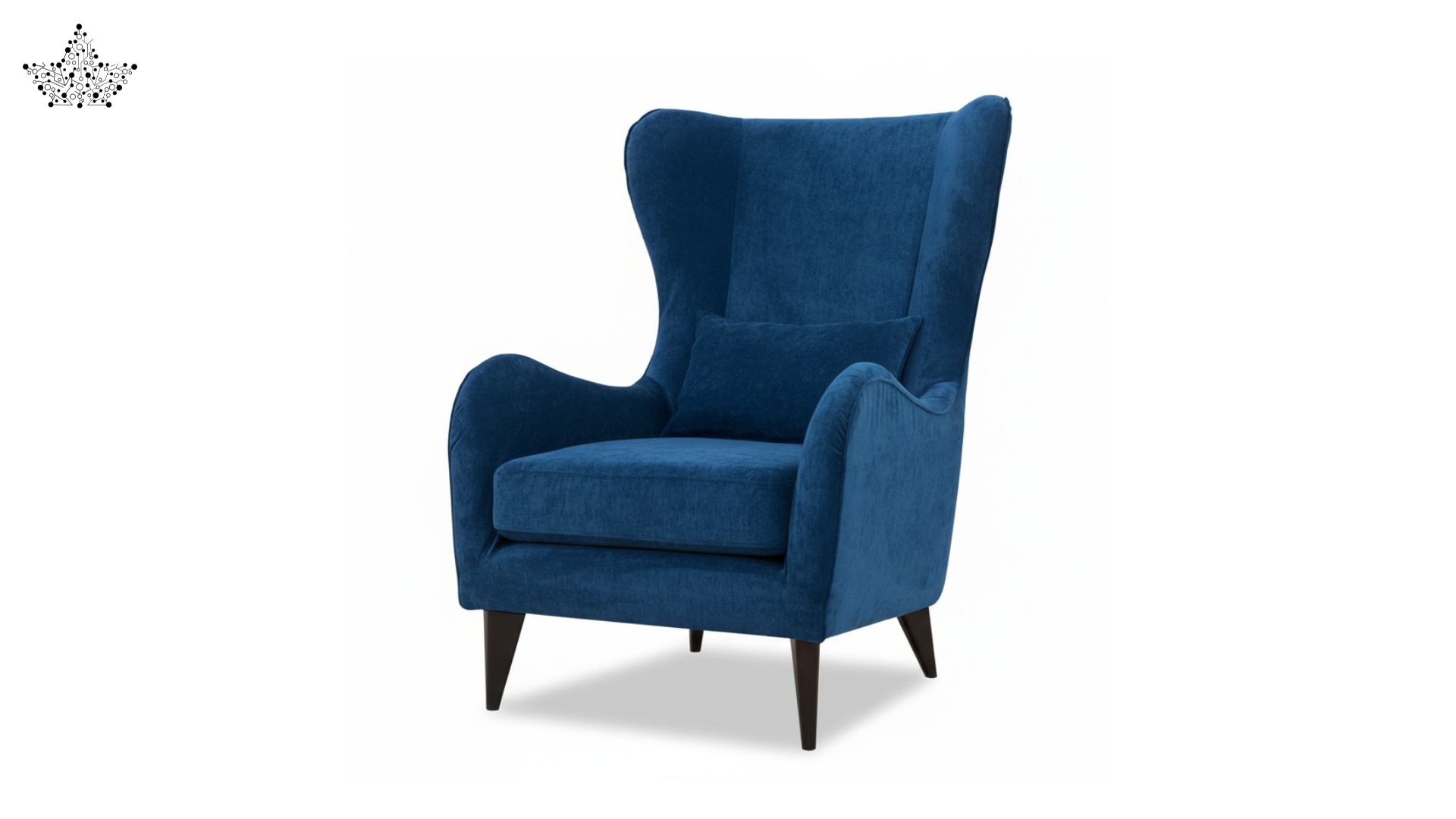 Navy Blue Velvet Wingback Armchair