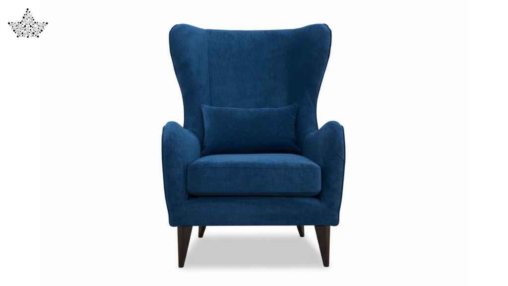 Navy Blue Velvet Wingback Armchair