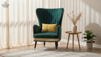 Emerald Gold Wingback Chair