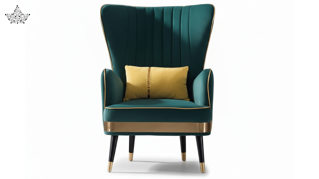 Emerald Gold Wingback Chair
