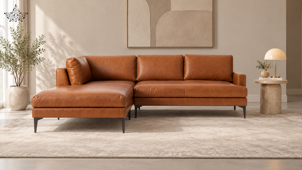 Ardas Sienna Leather Chaise Sectional