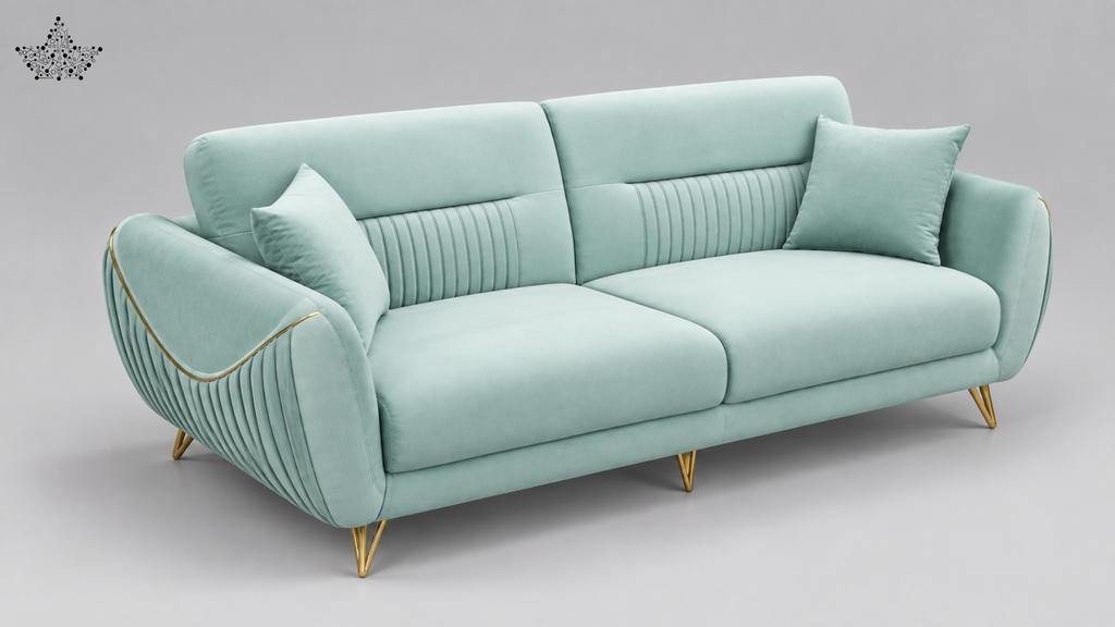 Ardas Celeste Velvet 3-Seater Sofa