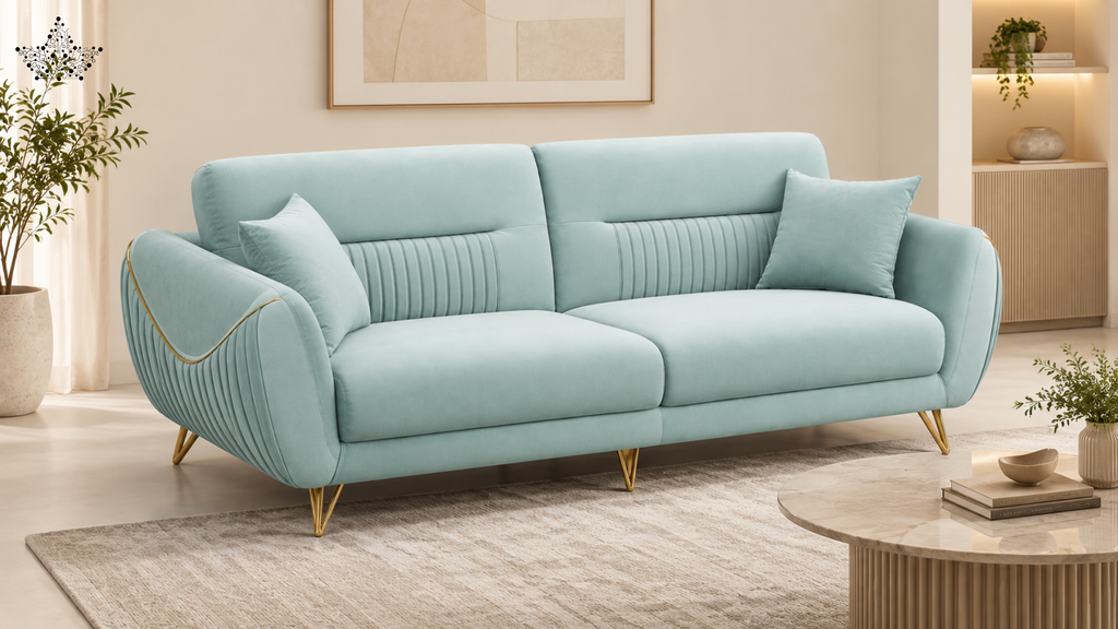 Ardas Celeste Velvet 3-Seater Sofa