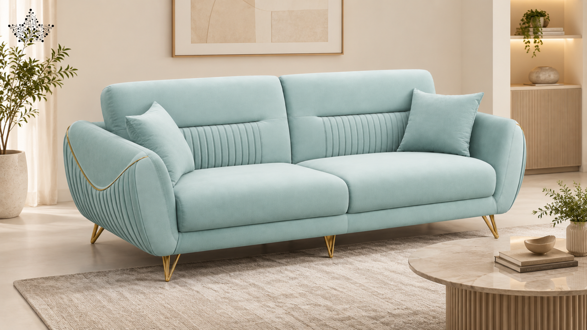 Ardas Celeste Velvet 3-Seater Sofa