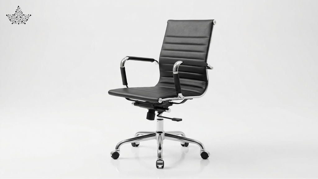 Black office chair with chrome base on a white background