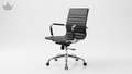 Black office chair with chrome base on a white background