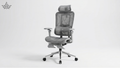 Gray office chair with mesh back on a white background