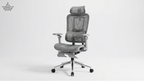 Gray office chair with mesh back on a white background