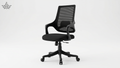 Black office chair with mesh back on a white background