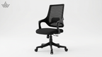 Black office chair with mesh back on a white background