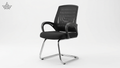 Black office chair with mesh backrest on a white background