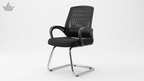 Black office chair with mesh backrest on a white background