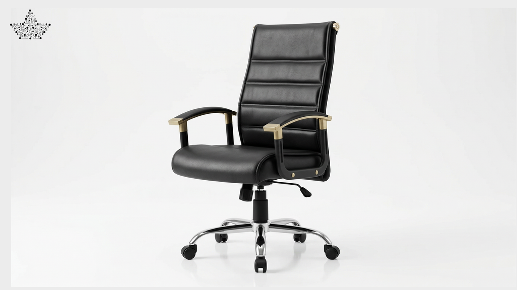 Black office chair with high backrest on a white background