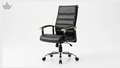 Black office chair with high backrest on a white background