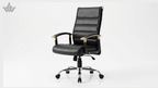 Black office chair with high backrest on a white background
