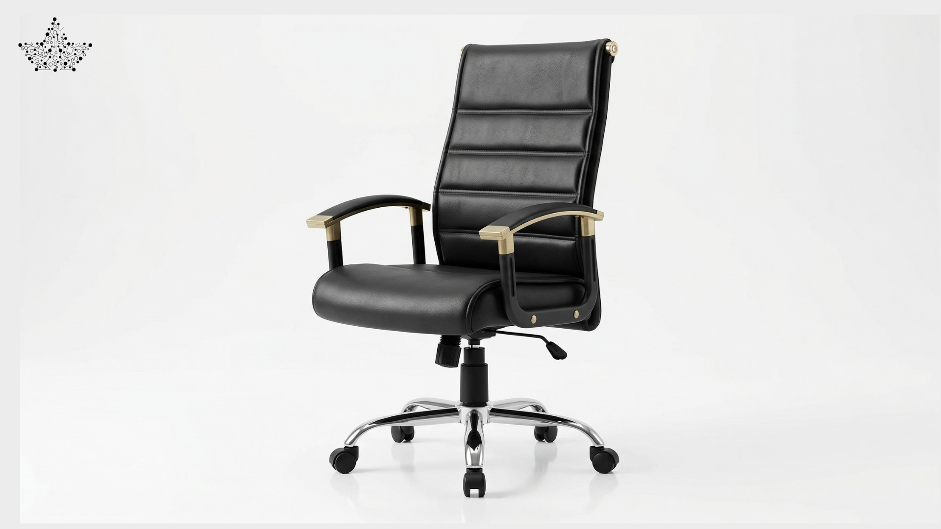 Black office chair with high backrest on a white background