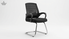 Black office chair with mesh backrest on a white background