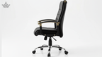 Black office chair with chrome accents on a white background