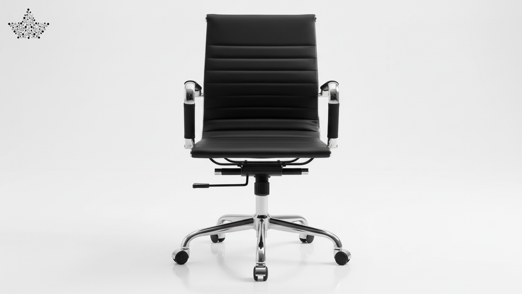 Black office chair with chrome base on a white background