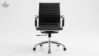 Black office chair with chrome base on a white background