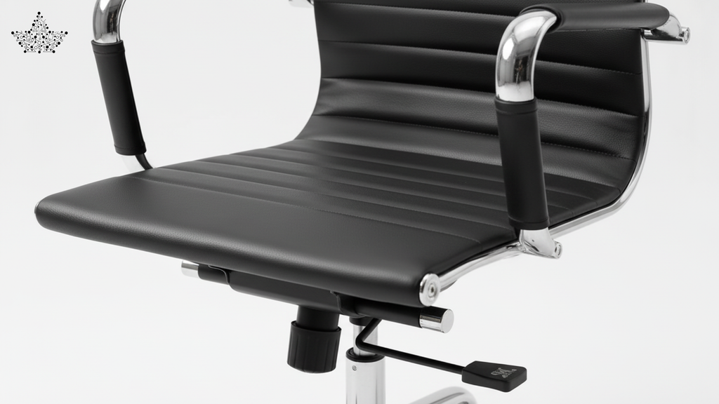 Black office chair with chrome accents on a white background