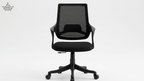 Black office chair with mesh back on a white background