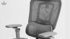Gray mesh office chair on a white background