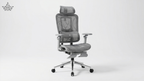 Gray office chair with mesh back on a white background