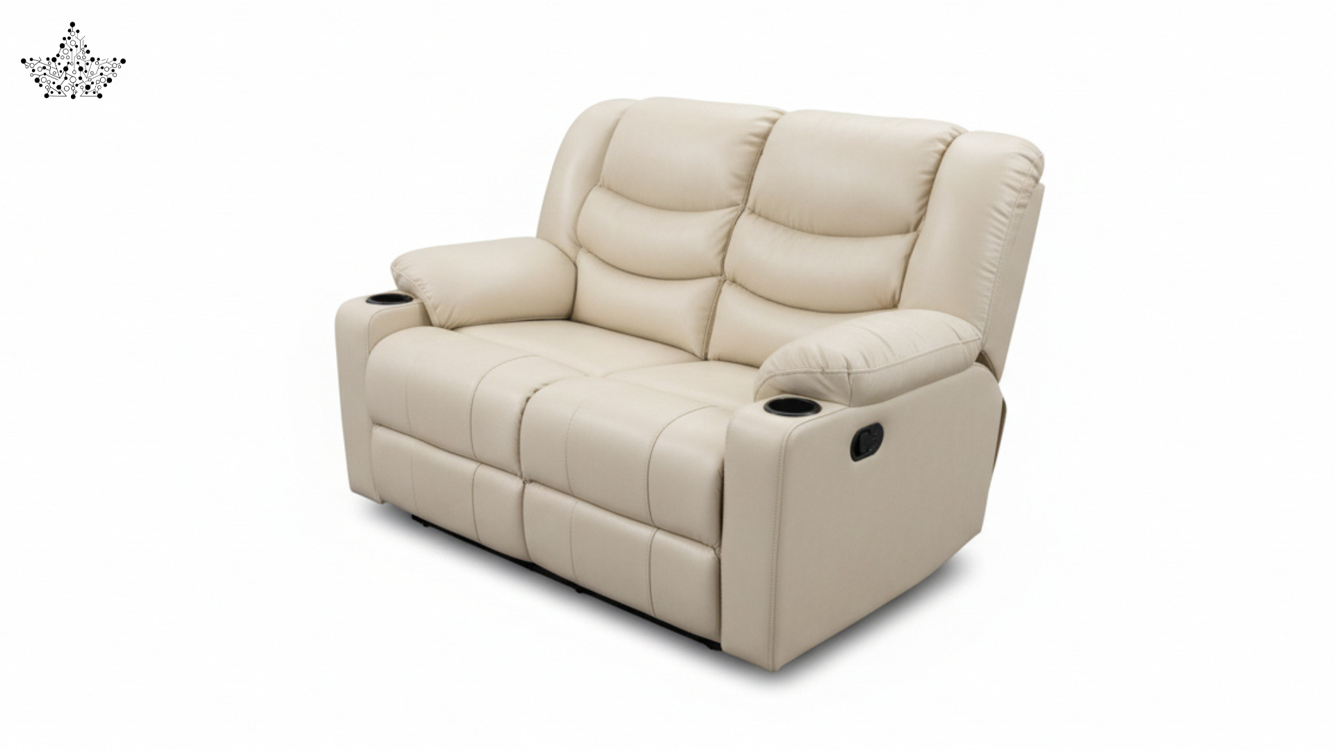 Beige reclining sofa on a white background