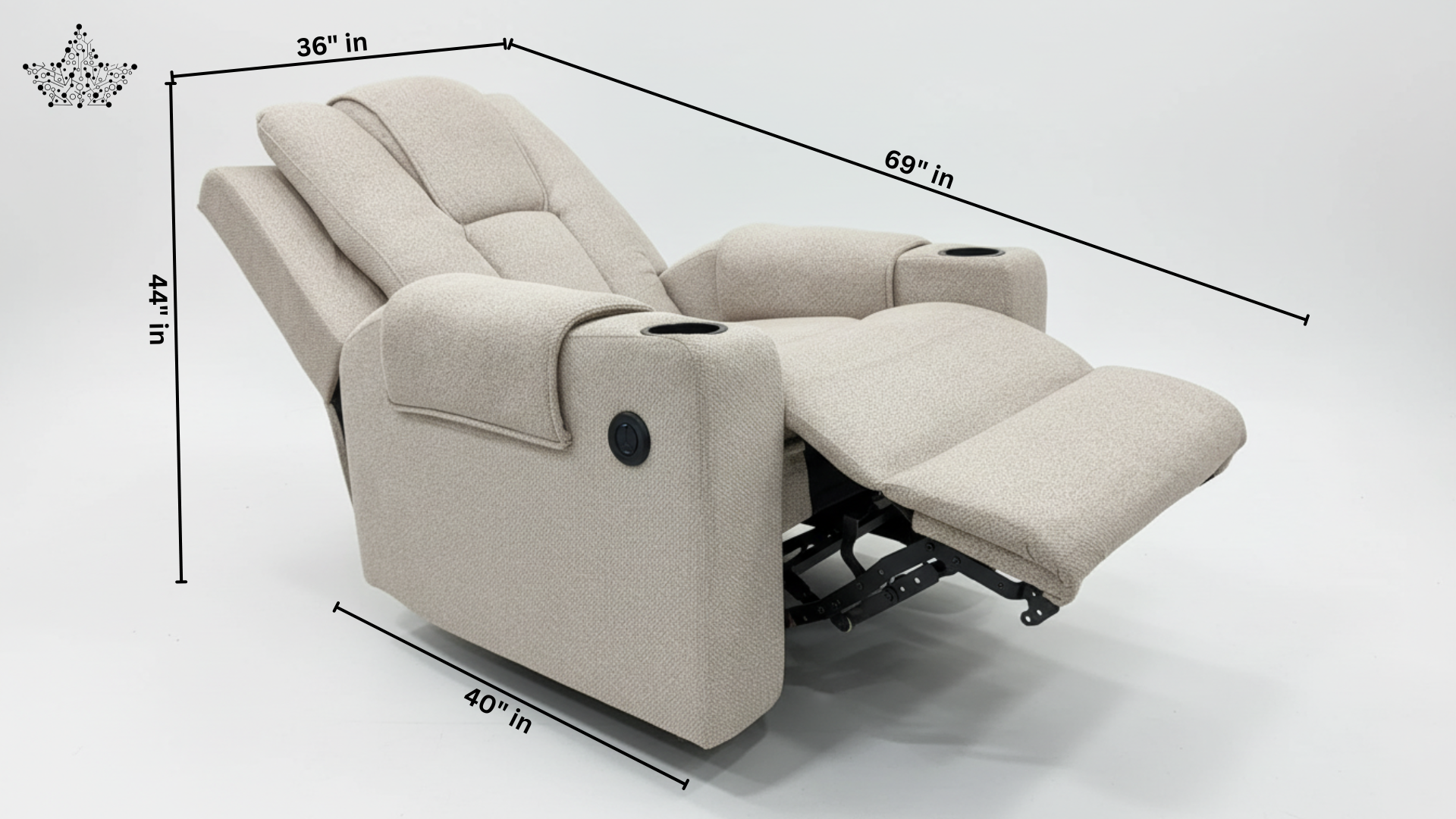 Rocking Revolving Recliner | Fabric Buckle
