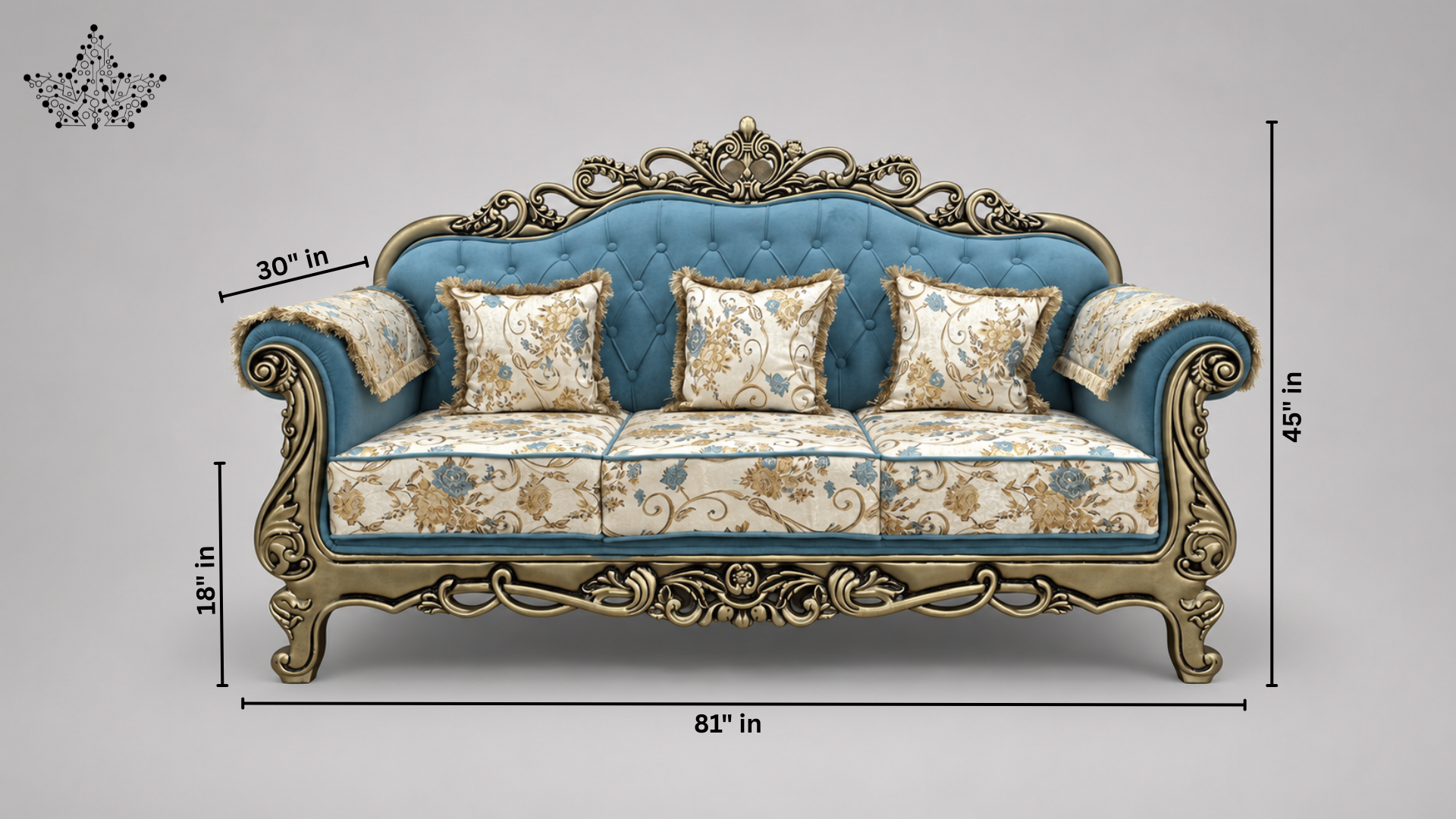 Blue Royal Carvin Sofa