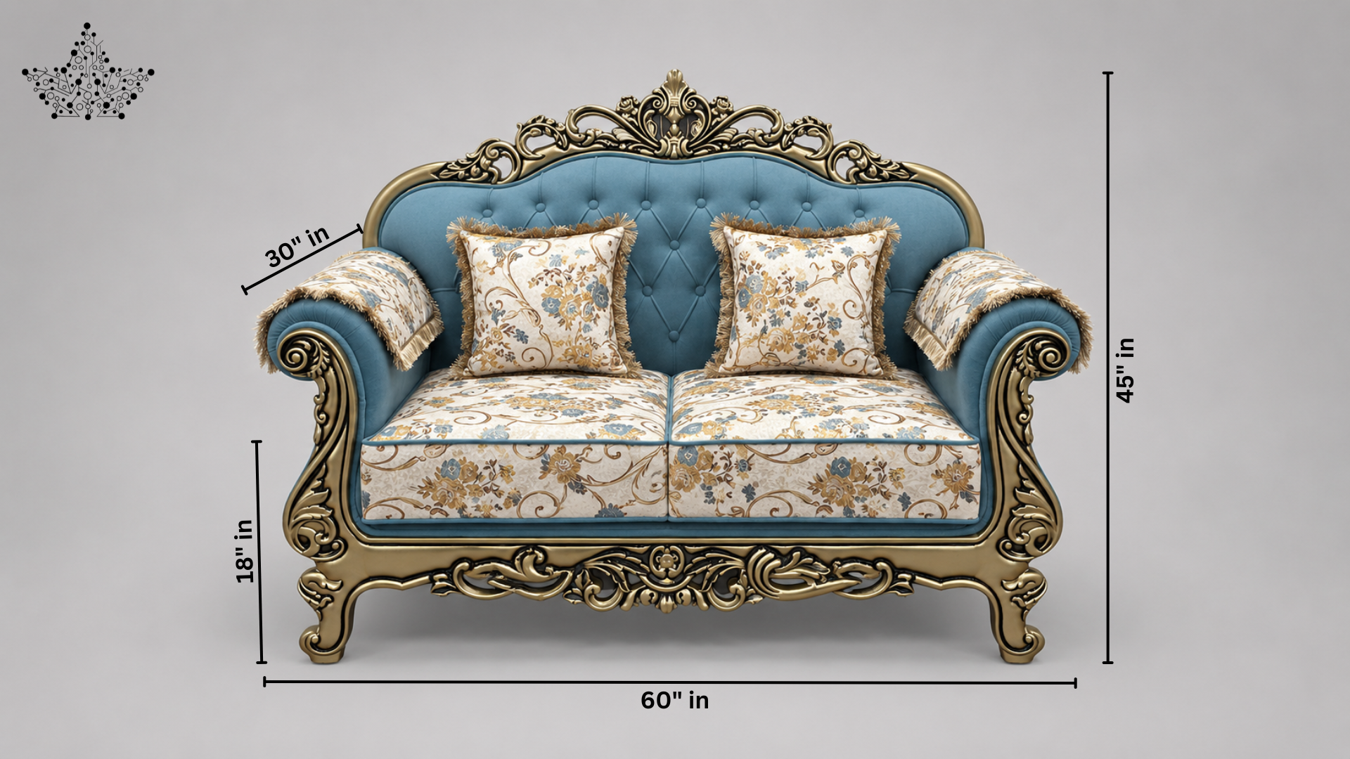 Blue Royal Carvin Sofa