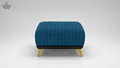 Blue ottoman with yellow legs on a white background