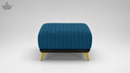 Blue ottoman with yellow legs on a white background