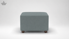 Gray ottoman with wooden legs on a white background