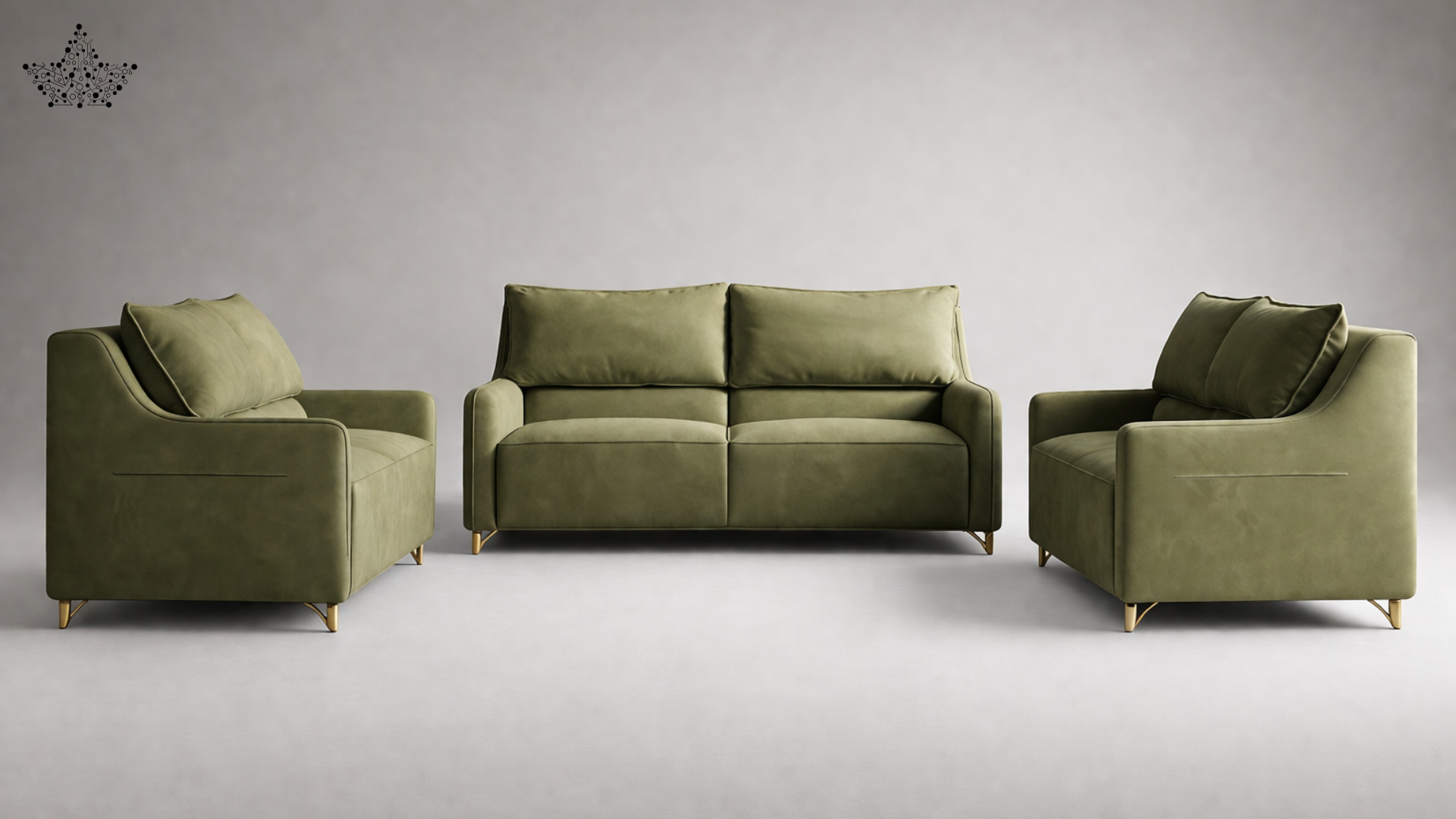 Polofill Leather Sofa Set | Sage Green