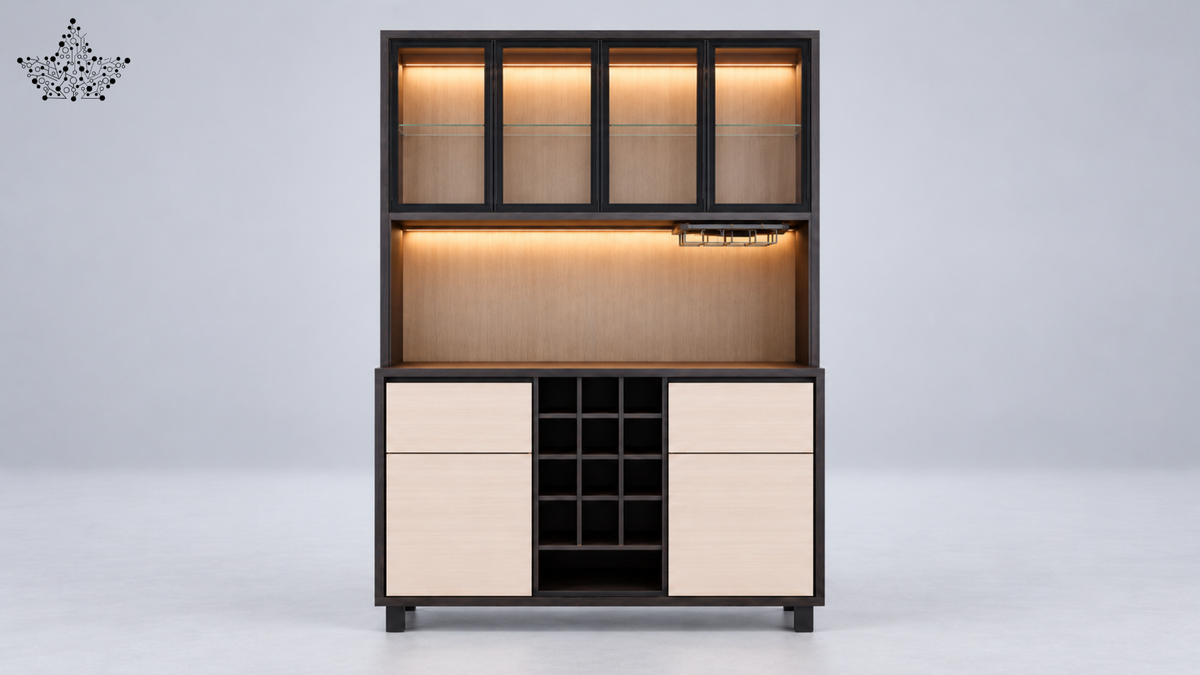 Aurelia Modern Bar Cabinet with Wine Rack & Glass Storage