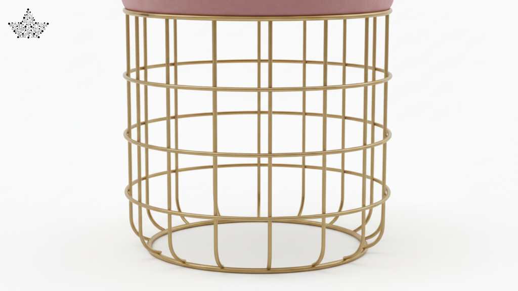 Blush Pink Velvet Round Poufee
