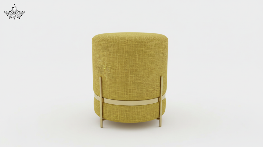 Aurum Weave Accent Stool – Amber Gold & Brushed Gold Frame