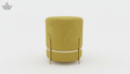 Aurum Weave Accent Stool – Amber Gold & Brushed Gold Frame